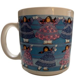 Vintage Northern Images 1991 Barbara Lavallee Mug Inuit Girls Dancing Alaska
